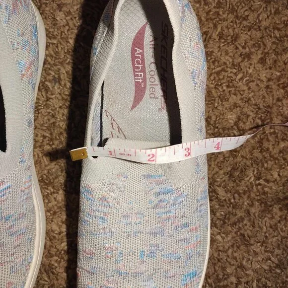 Arch Fit QVC Sketchers Women 9.5 Light Grey Stretchy Slip-on Athleisure Shoes - Picture 7 of 11